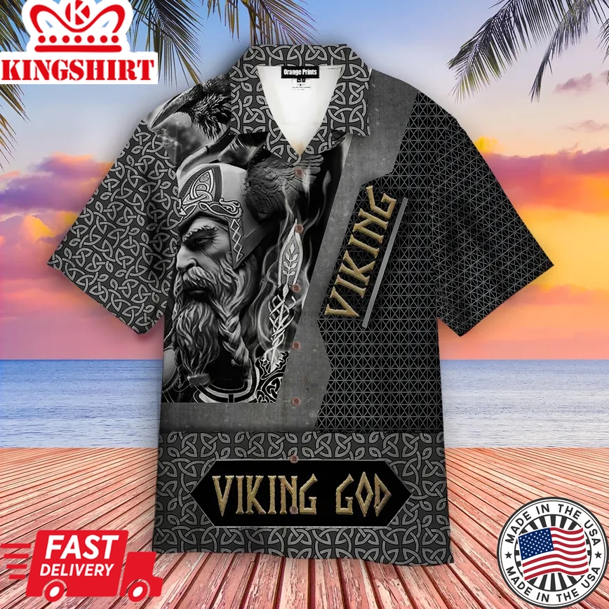 Black And White Viking God Trendy Hawaiian Shirt For