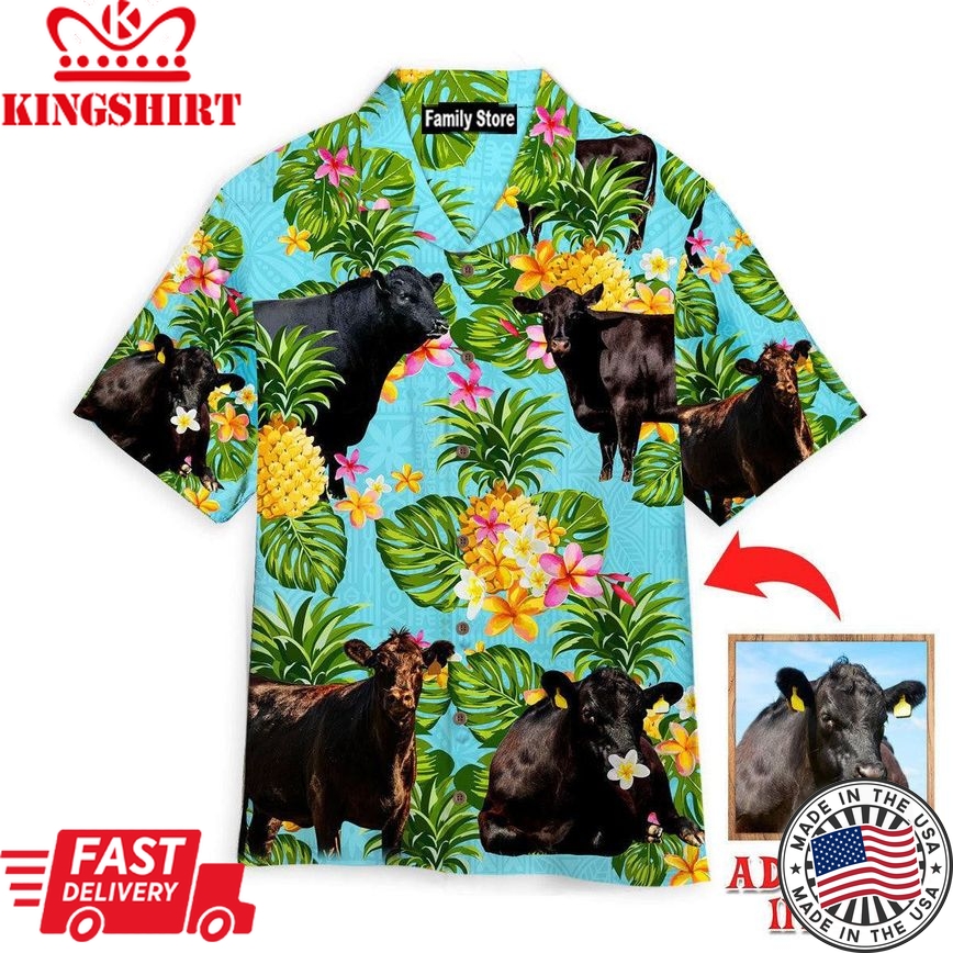 Black Angus Cattle Custom Hawaiian Shirt