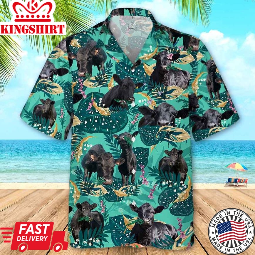 Black Angus Cattle Fun Rosemary Beach Trendy Hawaiian Shirts