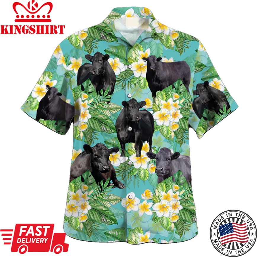 Black Angus Cow Trendy Hawaiian Shirt, Cow Lovers, Funny Animal Trendy Hawaiian Shirts, Shirt For Men, Gift For Him