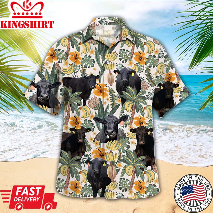 Black Angus Trendy Hawaiian Shirt, Animal Trendy Hawaiian Shirts, Cow Lover Shirt, Farmer Shirt For Men And Women