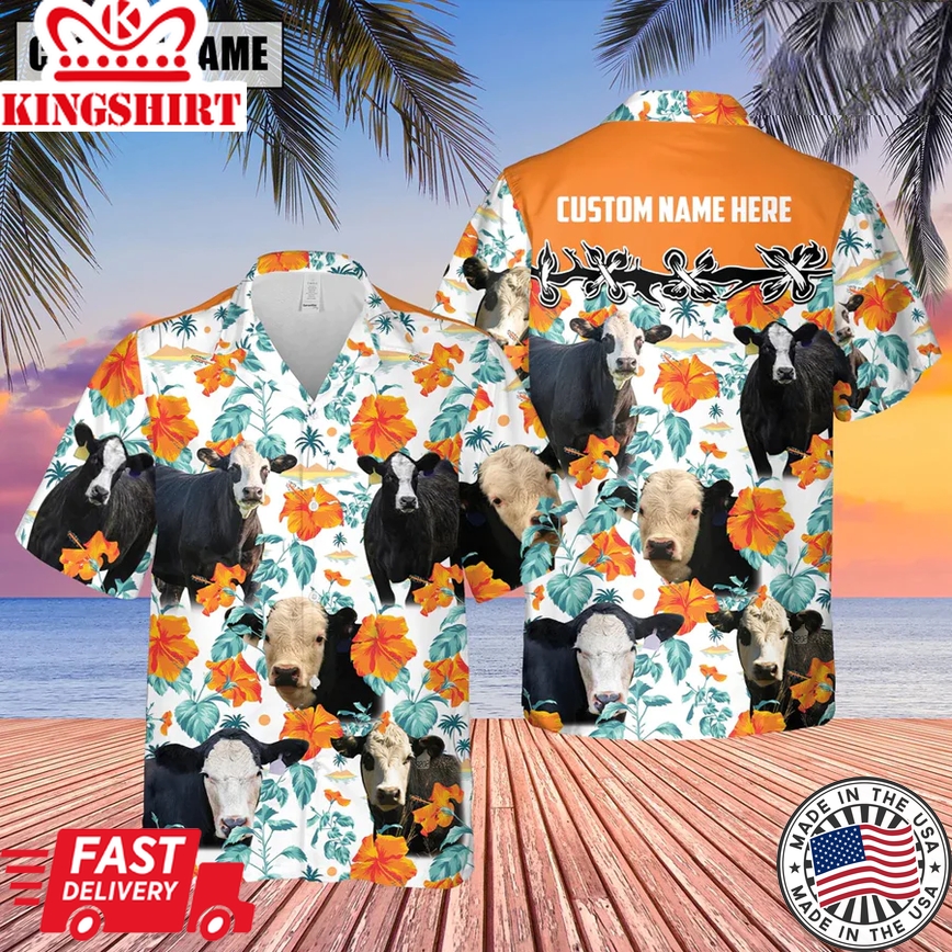 Black Baldy Hibiscus Floral Custom Name 3D Trendy Hawaiian Shirt, Summer Gifts For Men And Women