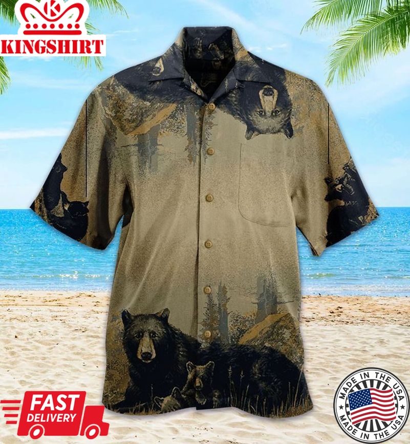 Black Bear Brown Trendy Hawaiian Shirt 3D Summer Gifts