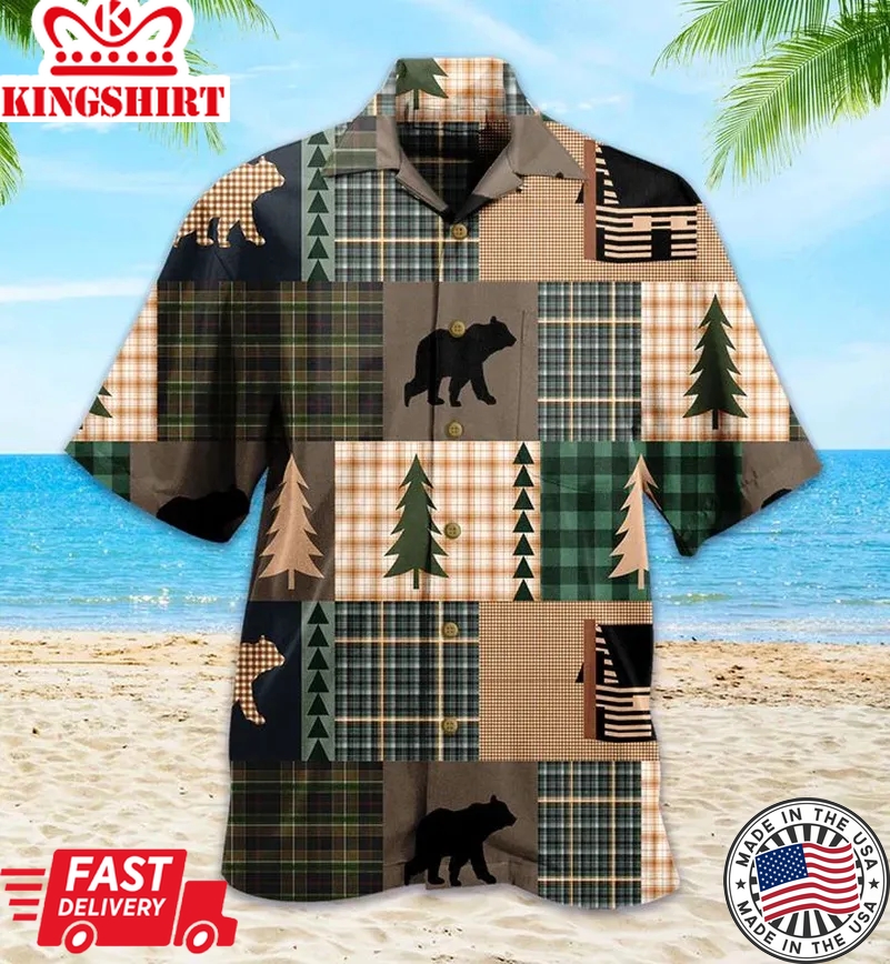 Black Bear Lodge Brown Trendy Hawaiian Shirt 3D Summer Gifts