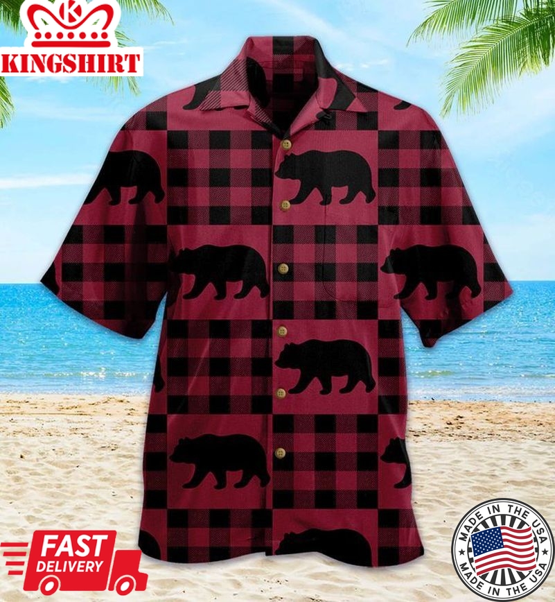 Black Bear Retreat Red Trendy Hawaiian Shirt 3D Summer Gifts