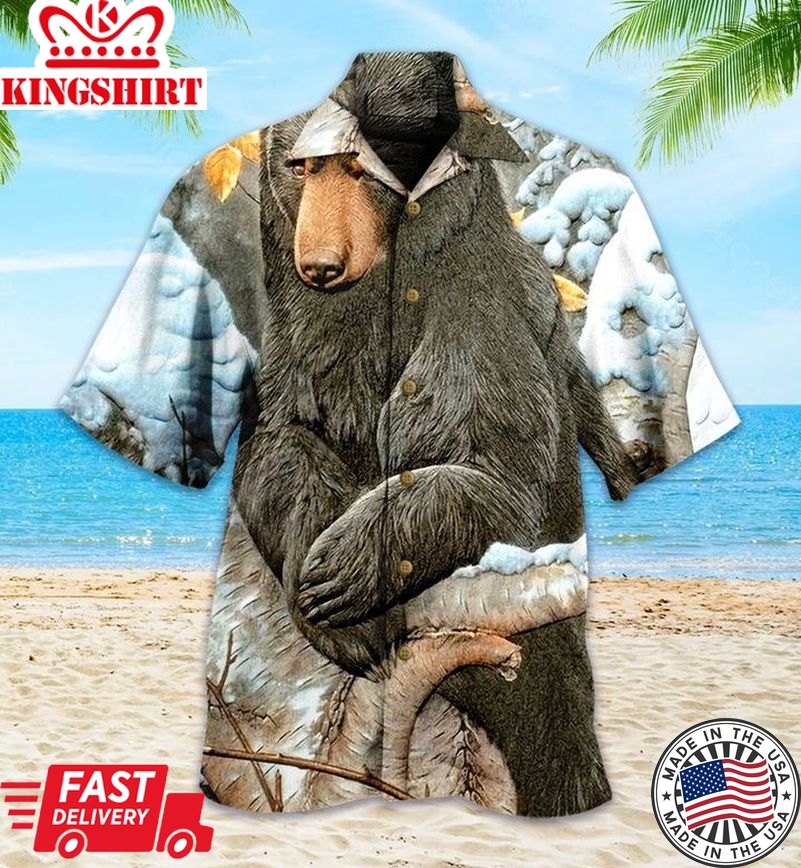 Black Bear Snow Trendy Hawaiian Shirt 3D Summer Gifts