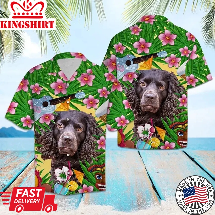 Black Boykin Spaniel Summer Party Pattern Trendy Hawaiian Shirt