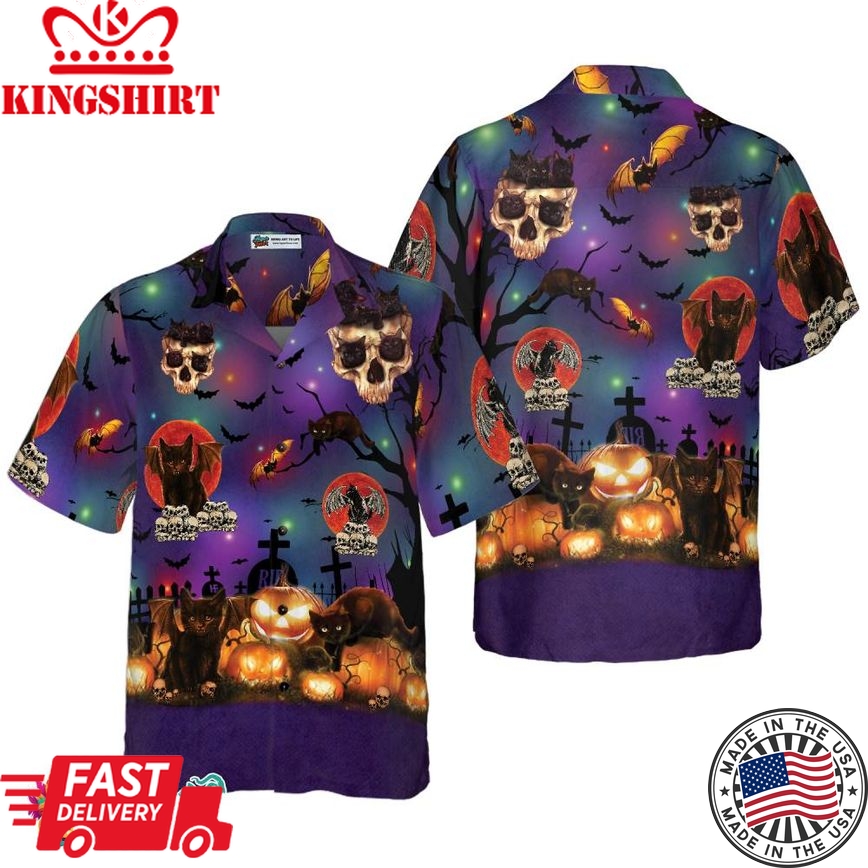 Black Cat Halloween Hawaiian Shirt