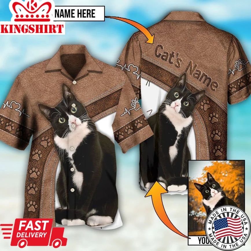 Black Cat Is My Best Friend Custom Photo Hawaiian Shirt