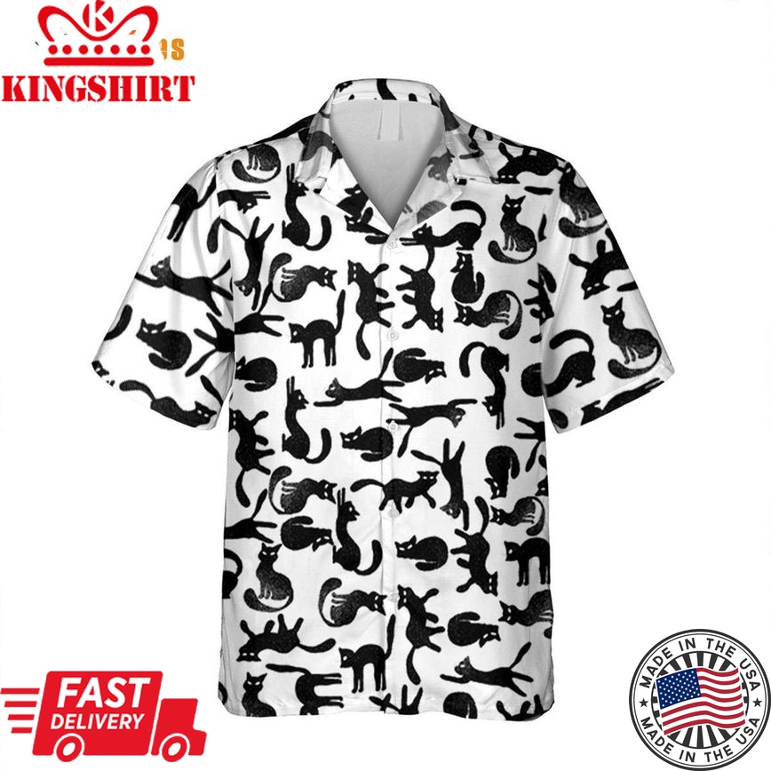 Black Cats Doodle Summer Vibe, Cat Trendy Hawaiian Shirt Perfect Gifts For Your Loved Ones