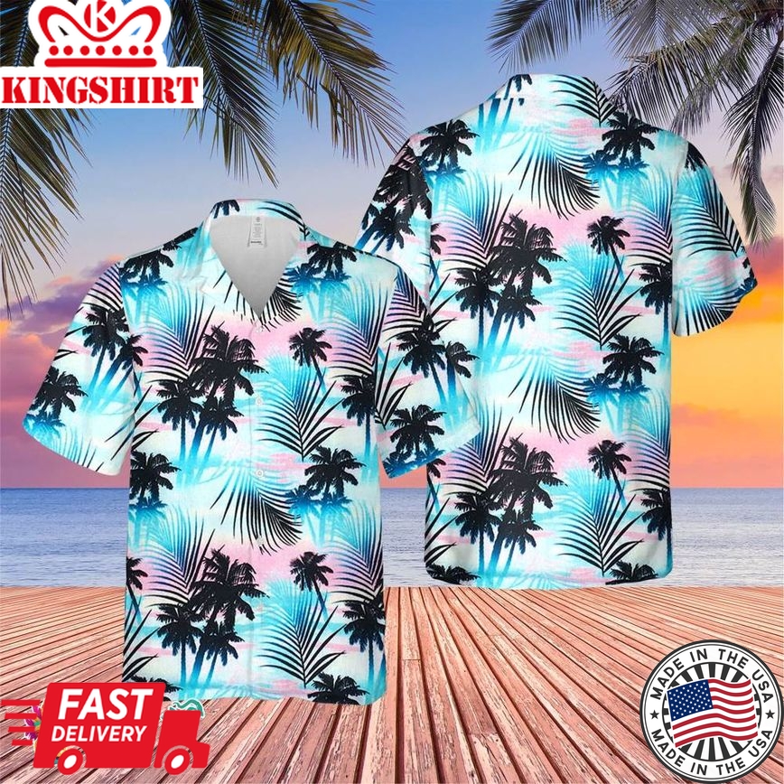 Black Coconut Tree Trending Hawaiian Shirt, Summer Vacation Hawaiian Shirt