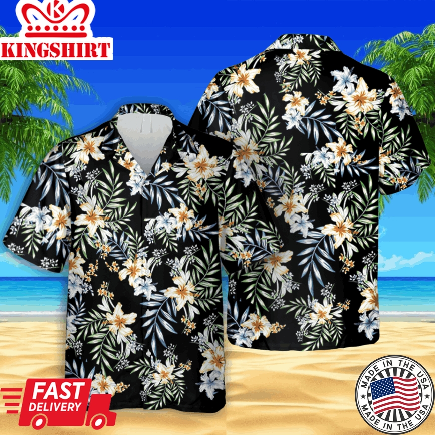 Black Floral 3D Hawaii Shirt, FatherS Day Gift