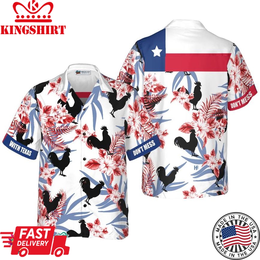 Black Rooster Texas Hawaiian Shirt