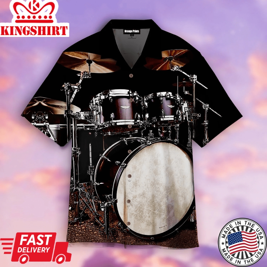 Black Tama Drums Trendy Hawaiian Shirt