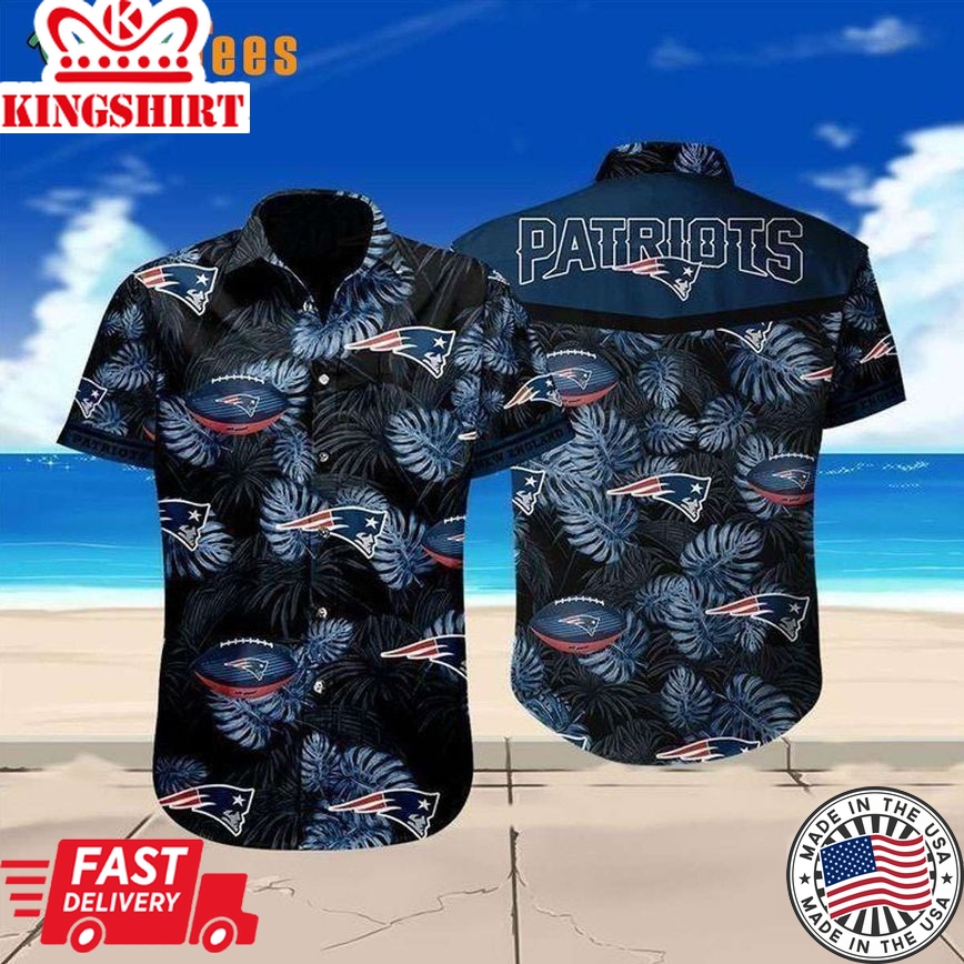 Black Tropical New England Patriots Trendy Hawaiian Shirt, Nfl Football Team Perfect Gifts For Your Loved Ones