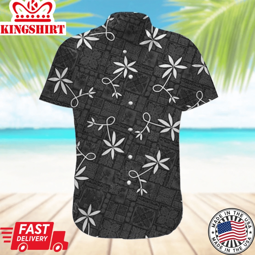 Black Tropical Pattern Trendy Hawaiian Shirt