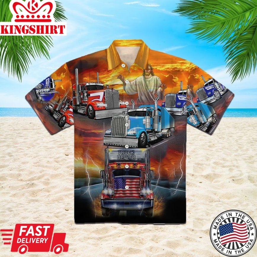 Blessed Truck Driver: Truck Driver Jesus Bless Hawaiian Shirt