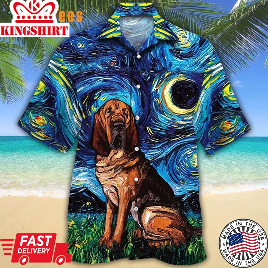 Bloodhound Oil Painting Trendy Hawaiian Shirt, Dog Trendy Hawaiian Shirt Perfect Gifts For Your Loved Ones