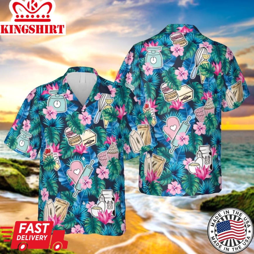 Blue Bakery Trendy Hawaiian Shirt, Summer Outfit