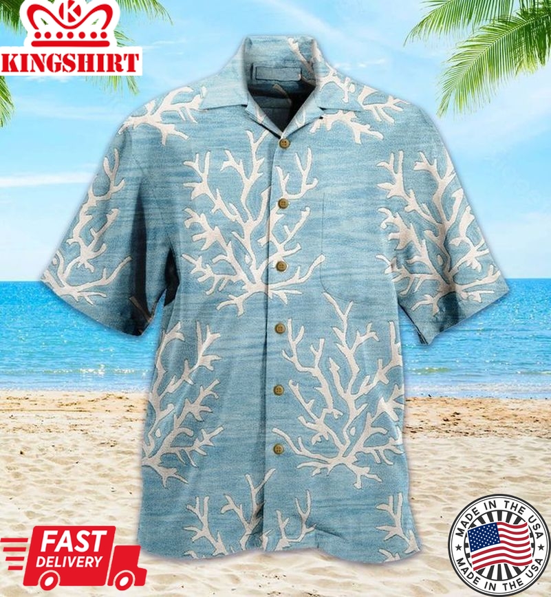 Blue Coral Trendy Hawaiian Shirt 3D Summer Gifts