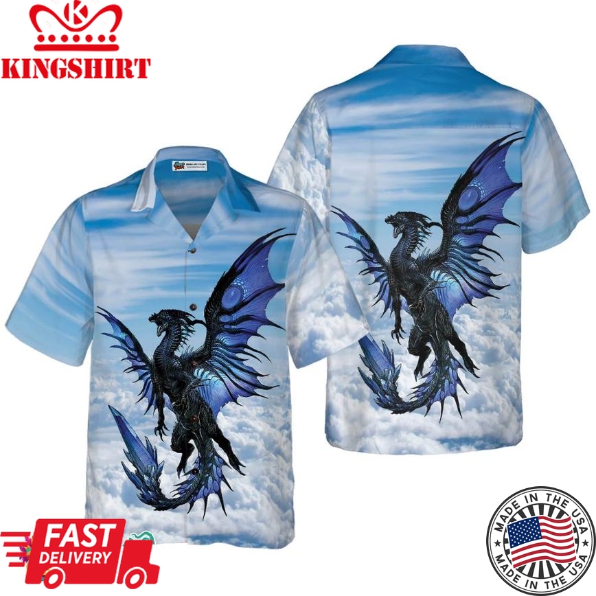 Blue Dragon On Blue Sky Hawaiian Shirt