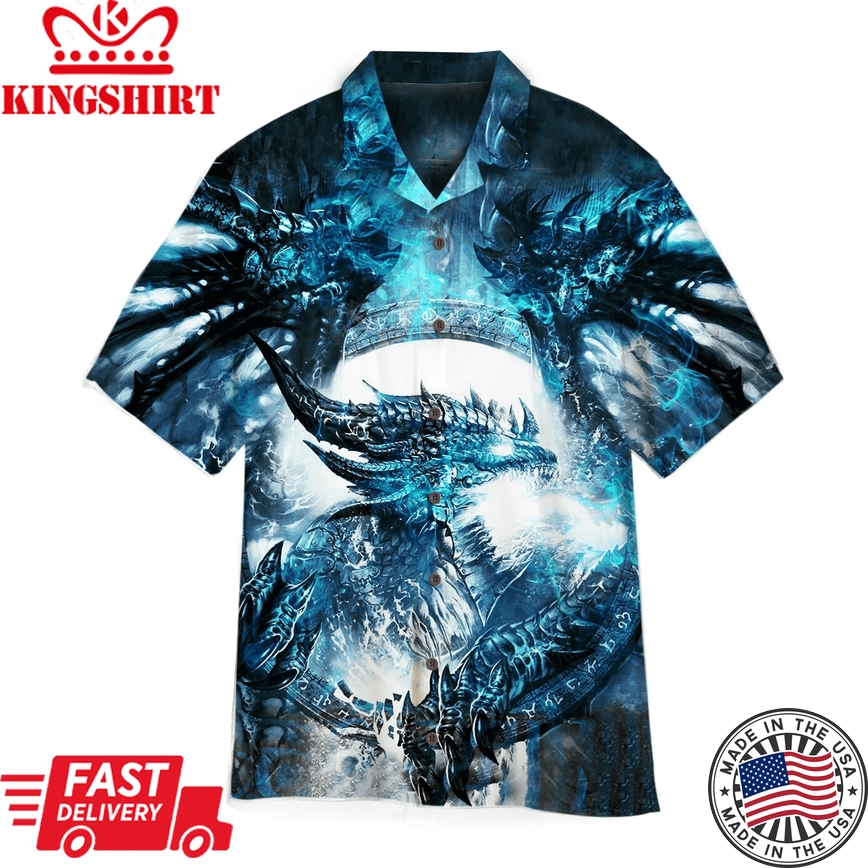 Blue Ice Dragon Trendy Hawaiian Shirt