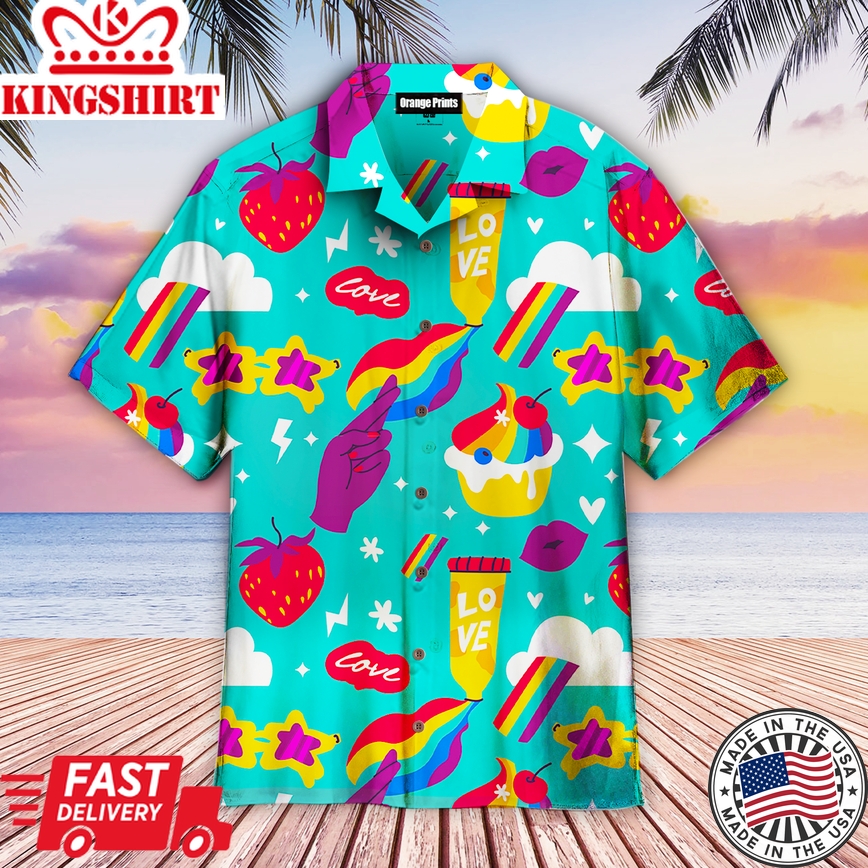 Blue Lgbtq Funny Aloha Hawaiian Shirts For Men & For Women |