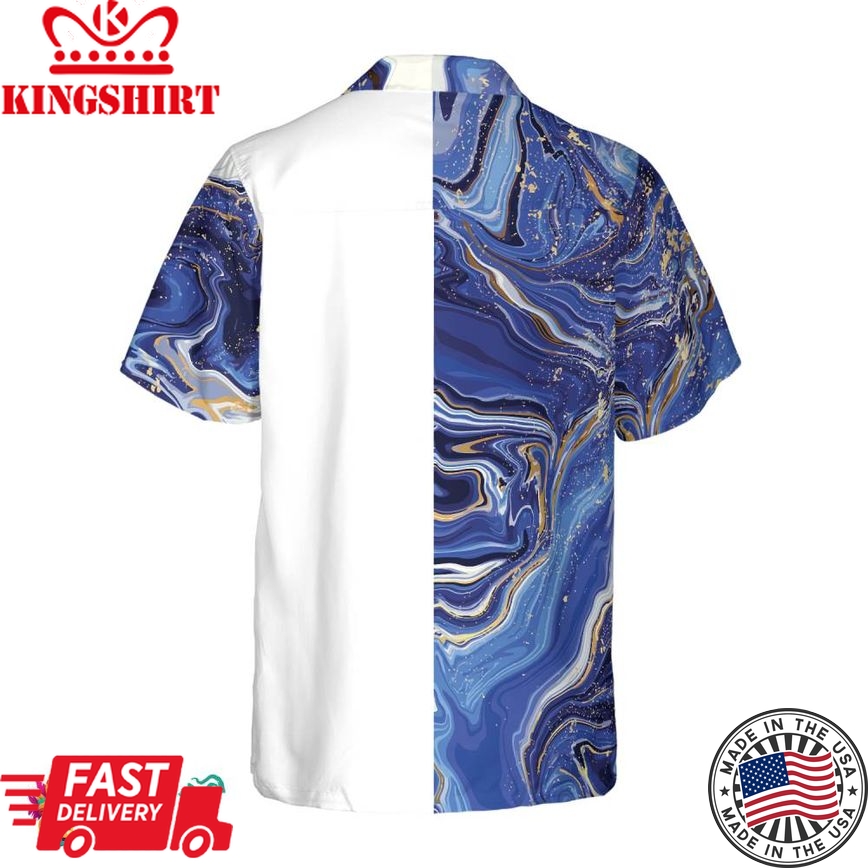 Blue Marble And Gold Golfaholic Hawaiian Shirt