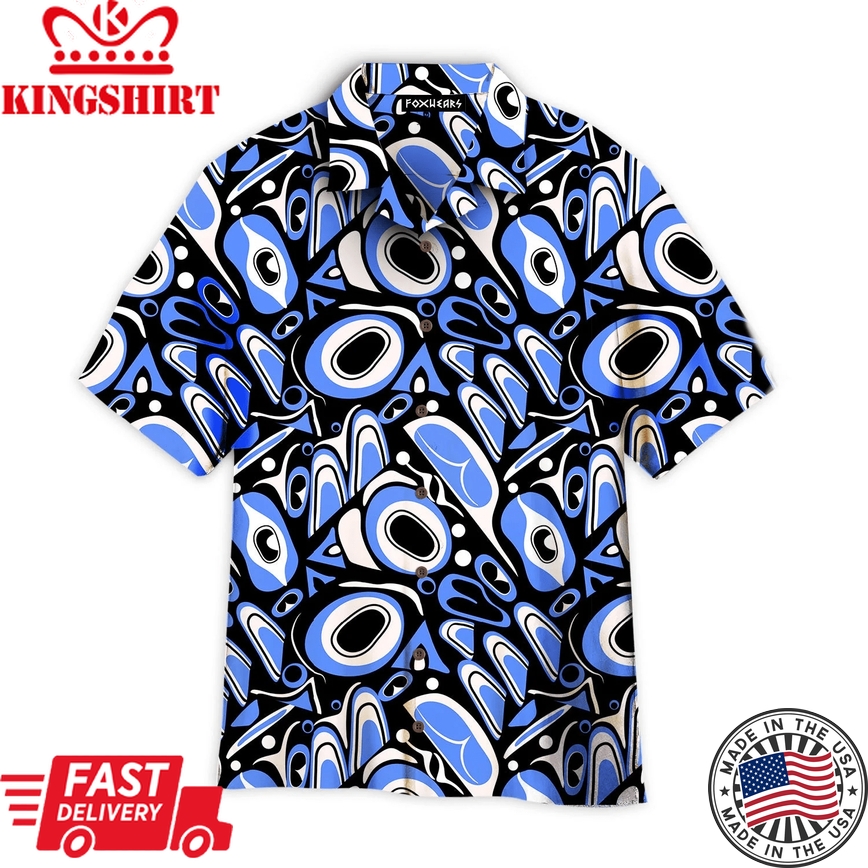 Blue Native American Aloha Trendy Hawaiian Shirts