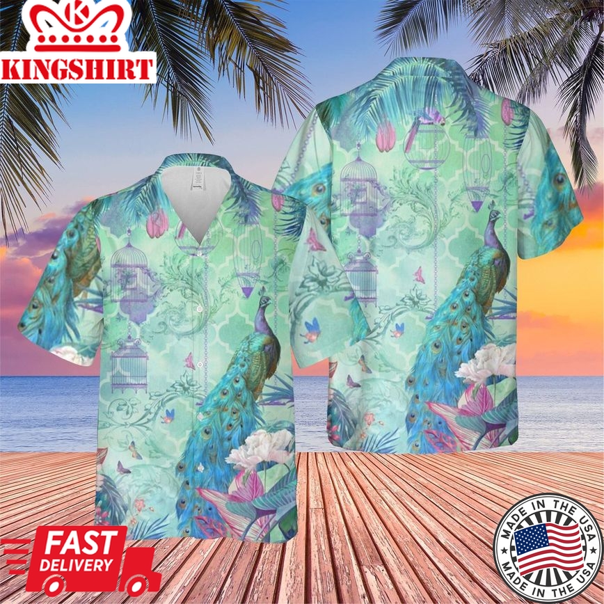 Blue Peacock Summer Vacation Trending Trendy Hawaiian Shirt