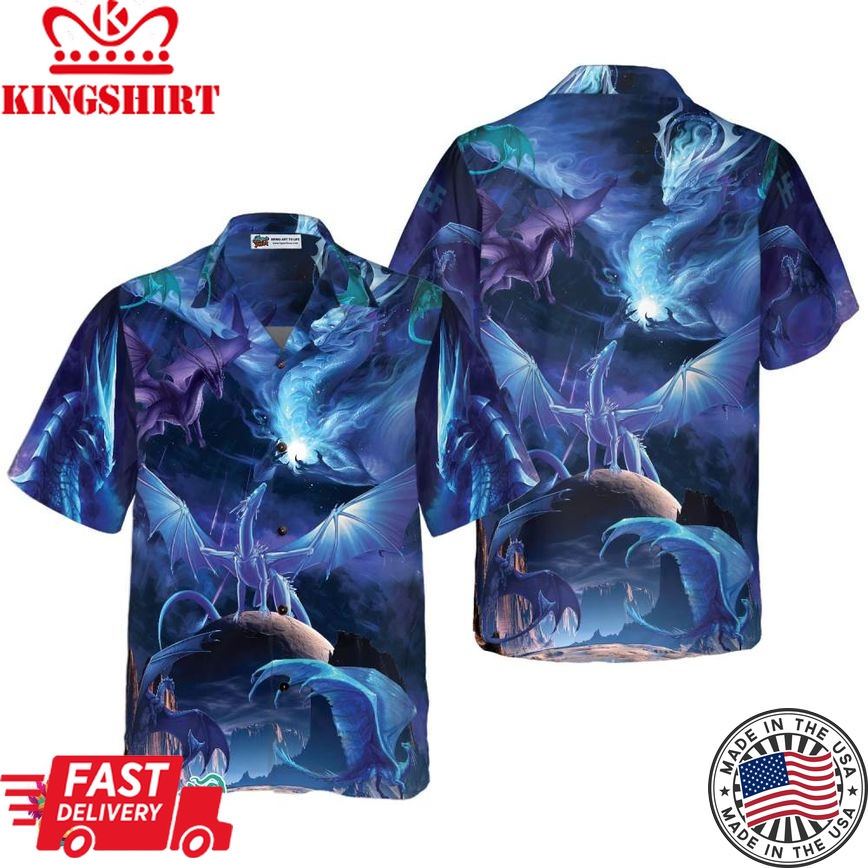 Blue Universe Dragon Hawaiian Shirt