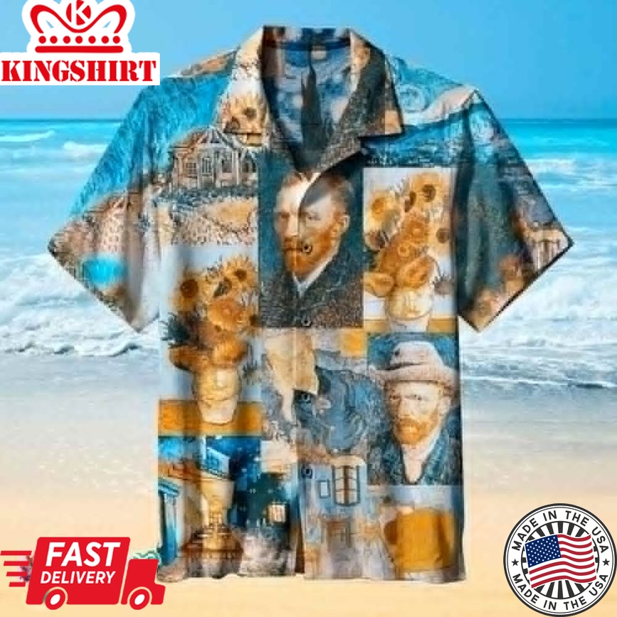 Blue Van Gogh Art Vintage Summer Hawaiian Shirt