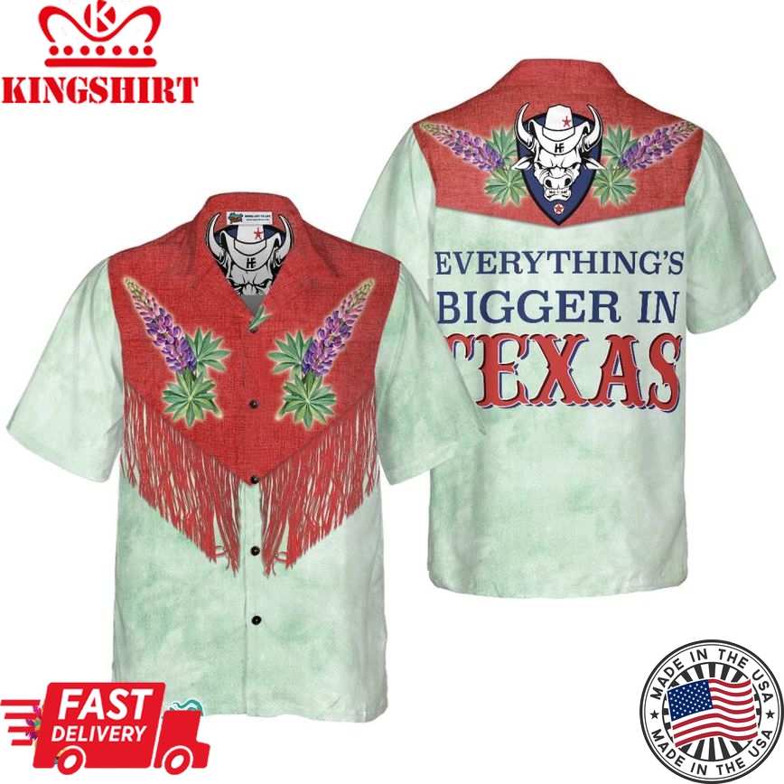 Bluebonnet Cowboy Texas Vintage Western Hawaiian Shirt, Everything's Bigger In Texas Shirt, Texas Home Shirt For Men