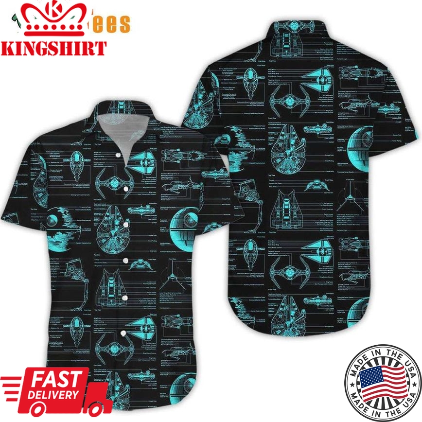 Blueprint Drawings Of Spaceships Star Wars Trendy Hawaiian Shirt Perfect Gifts For Your Loved Ones