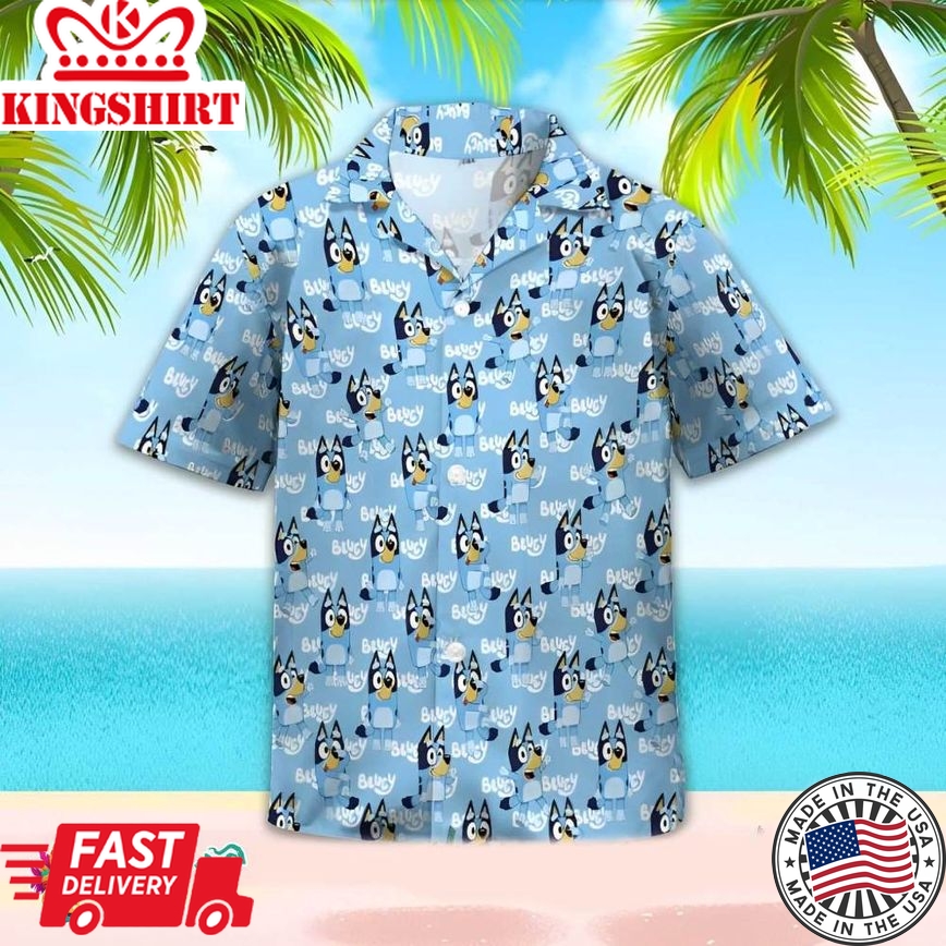 Bluey Dog Hawaiian Shirt, Funny Bluey Hawaiian Shirt, Family Bluey Shirt