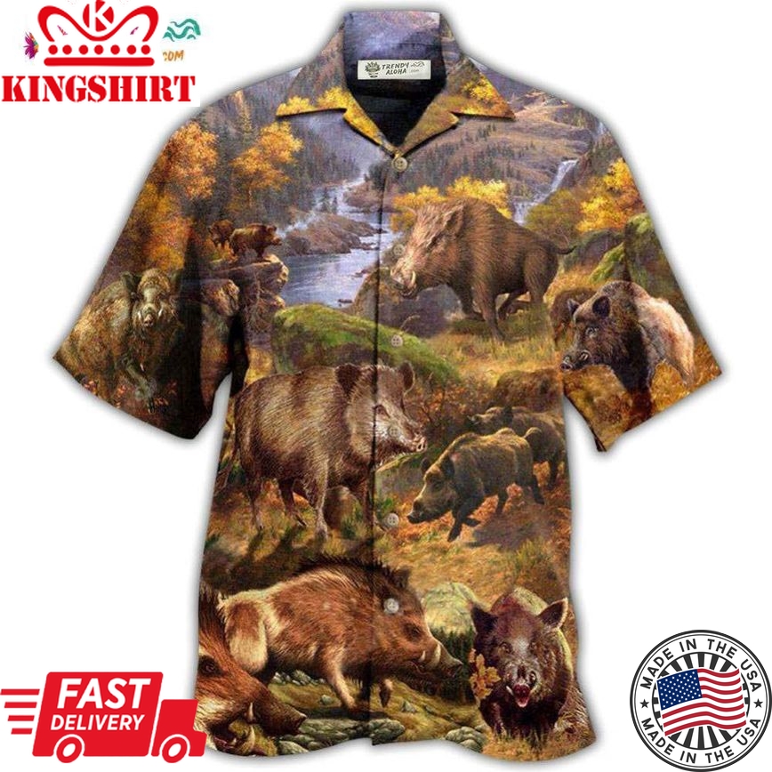 Boar Animals Wild Boar Hog Hunters Do It All Night Long Hawaiian Shirt