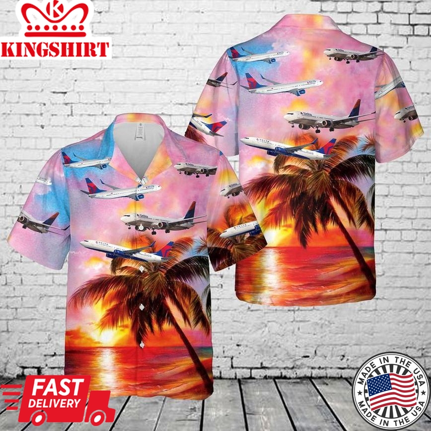 Boeing 737 Next Generation Delta Airlines Boeing 737-800 Trendy Hawaiian Shirt, Hawaii Shirt For Men