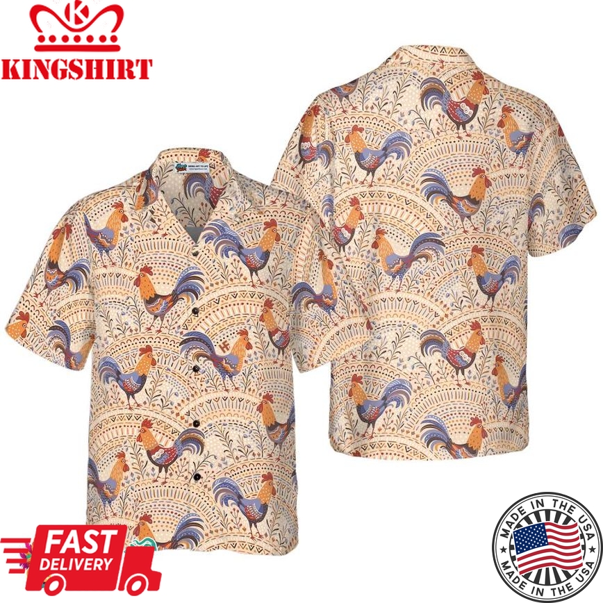 Boho Chicken Pattern Hawaiian Shirt