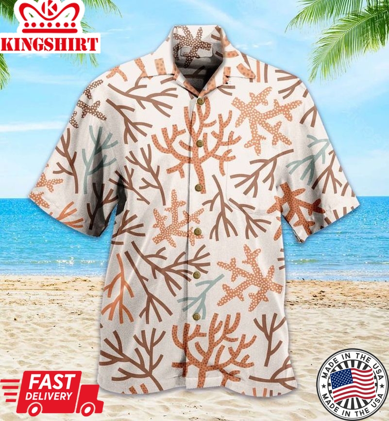 Boho Earthy Sea Corals Brown Trendy Hawaiian Shirt 3D Summer Gifts