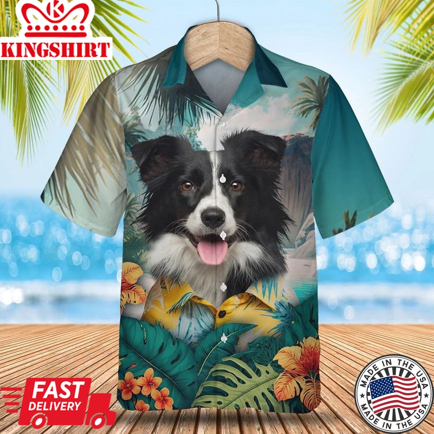 Border Collie - 3D Tropical Trendy Hawaiian Shirt