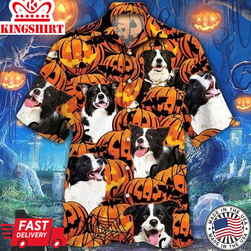 Border Collie Dog Halloween Pumpkin Trendy Hawaiian Shirt For