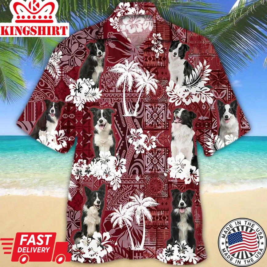 Border Collie Trendy Hawaiian Shirt, Gift For Dog Lover Shirts, Animal Summer Shirts, Trendy Hawaiian Shirt Men