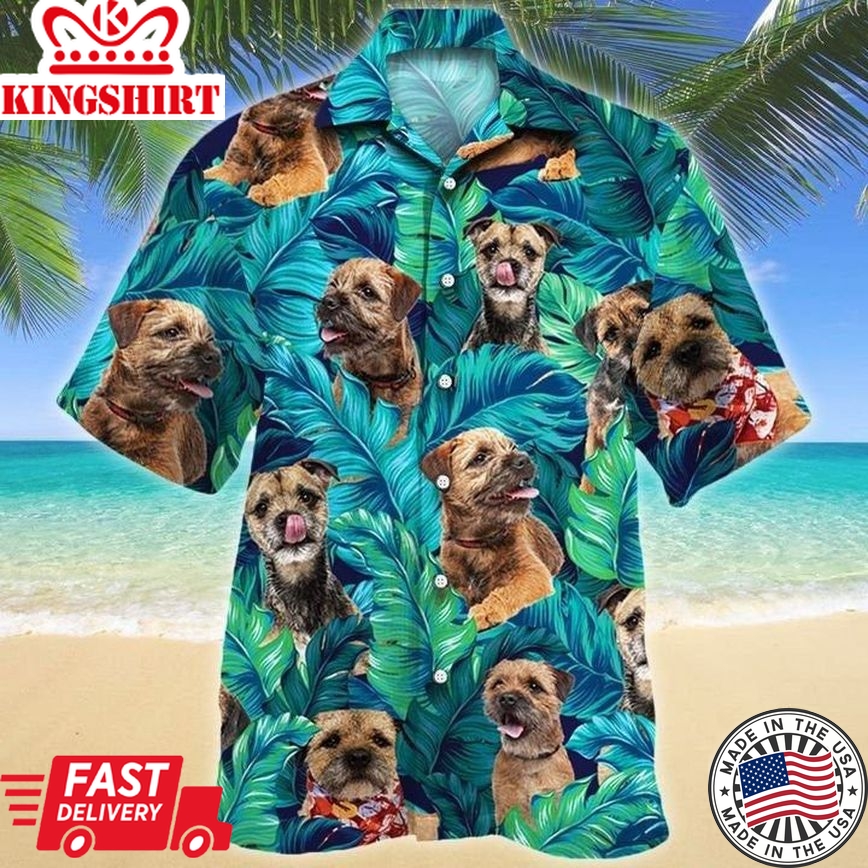 Border Terrier Floral Pattern Hawaiian Shirts