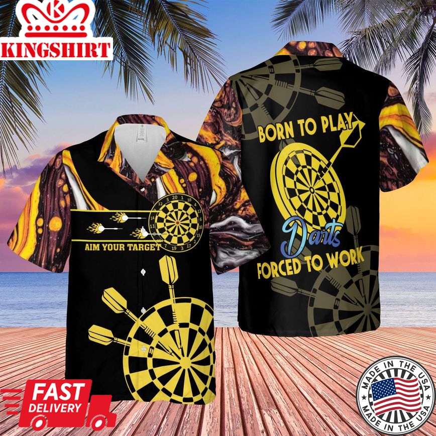 Born To Play Darts 3D Trendy Hawaiian Shirt For Men And Women