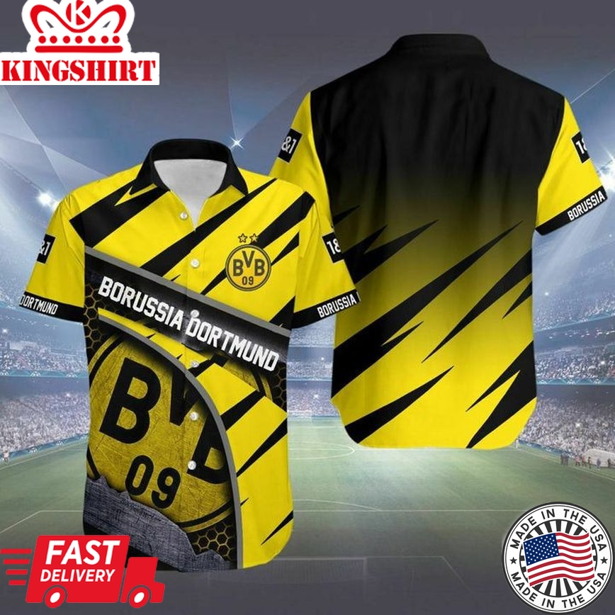 Borussia Dortmund Yellow Black Trendy Hawaiian Shirt V3 Aloha Shirt