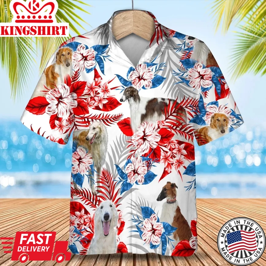 Borzoi Trendy Hawaiian Shirt Gift For Summer, Summer Aloha Shirt, Trendy Hawaiian Shirt For Men And Women