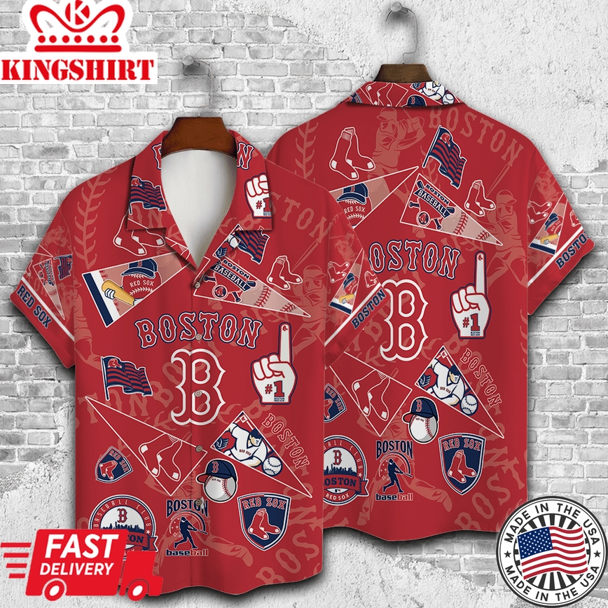 Boston Red Sox Three Dimensional Hawaiian Shirt