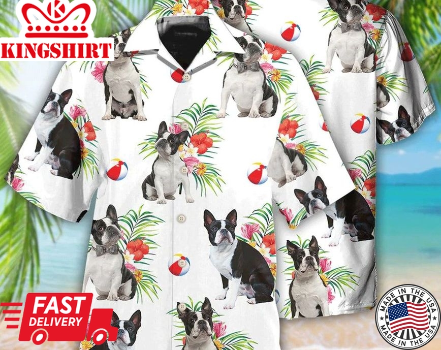 Boston Terrier Dog Ball Tropical Floral, Personalized Pet Aloha Shirt, Hawaii Shirt Party Summer, Hawaiian Set Gift, Gift For Lover Animal.