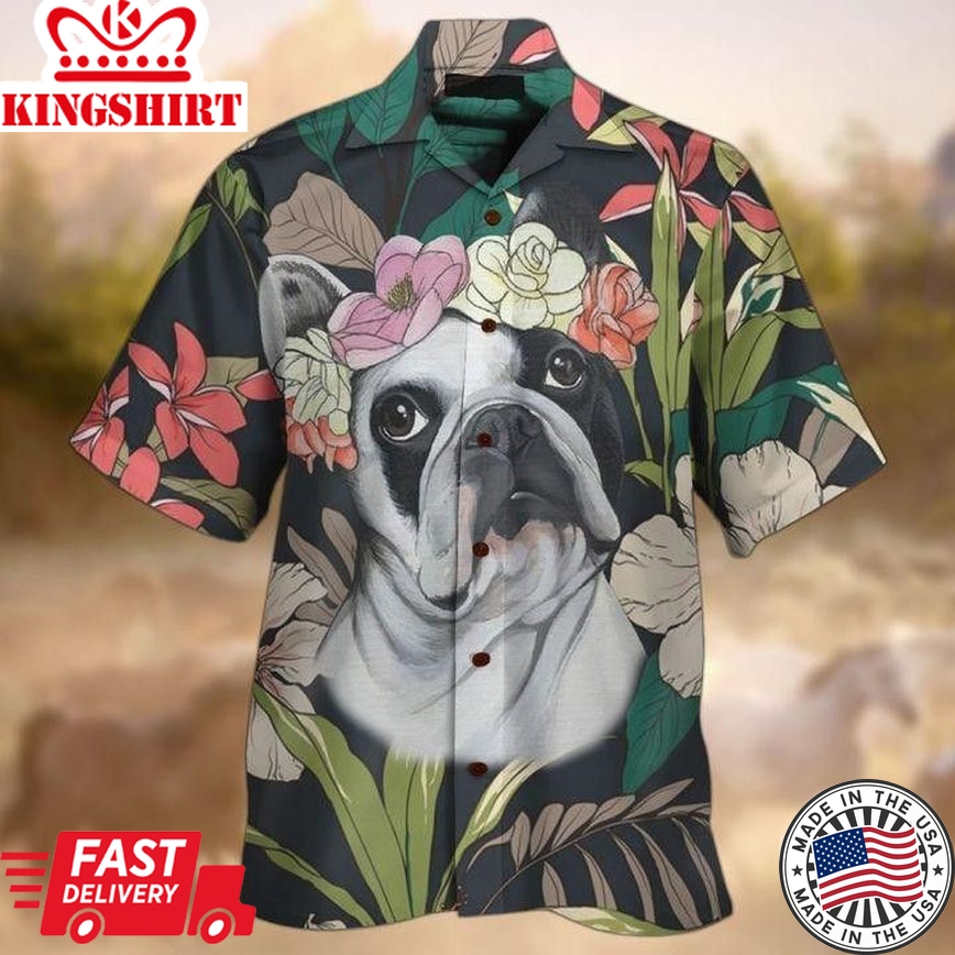 Boston Terrier Trendy Hawaiian Shirt