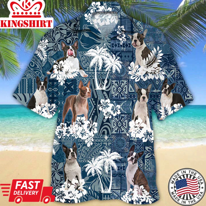 Boston Terrier Trendy Hawaiian Shirt, Dog Trendy Hawaiian Shirt Men Women, Short Sleeve Hawaiian Aloha Shirt